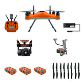 SwellPro SplashDrone 4 Fishing Starter Bundle includes one set of SplashDrone 4, 1pcs GC1-S 4K camera, 1pcs PL1-S payload release, 2pcs extra drone batteries and 2 pair of extra propellers.